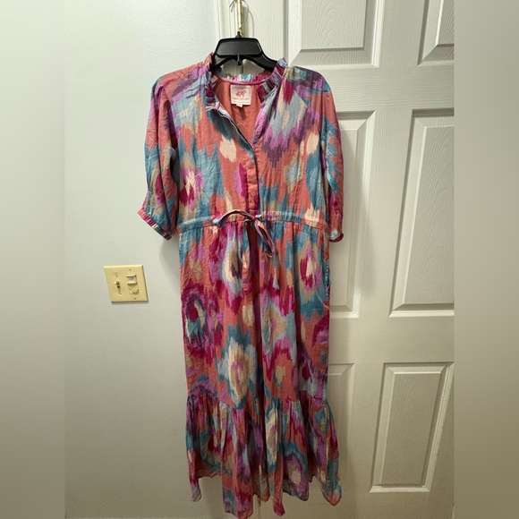 BANJANAN Betty Dress Ikat Amber Multi Size Medium - Picture 1 of 6